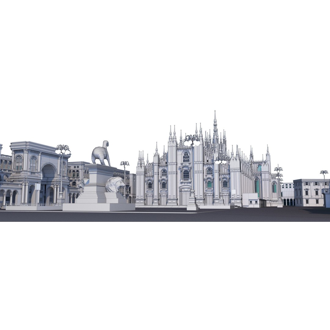 Duomo Milano 3D Model – Detailed Cathedral with Piazza and Archway - View 15