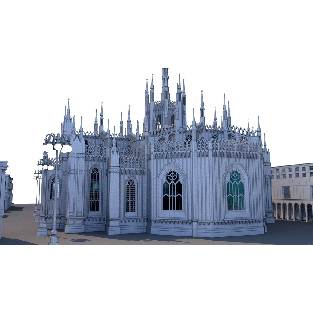 Duomo Milano 3D Model – Detailed Cathedral with Piazza and Archway - View 16