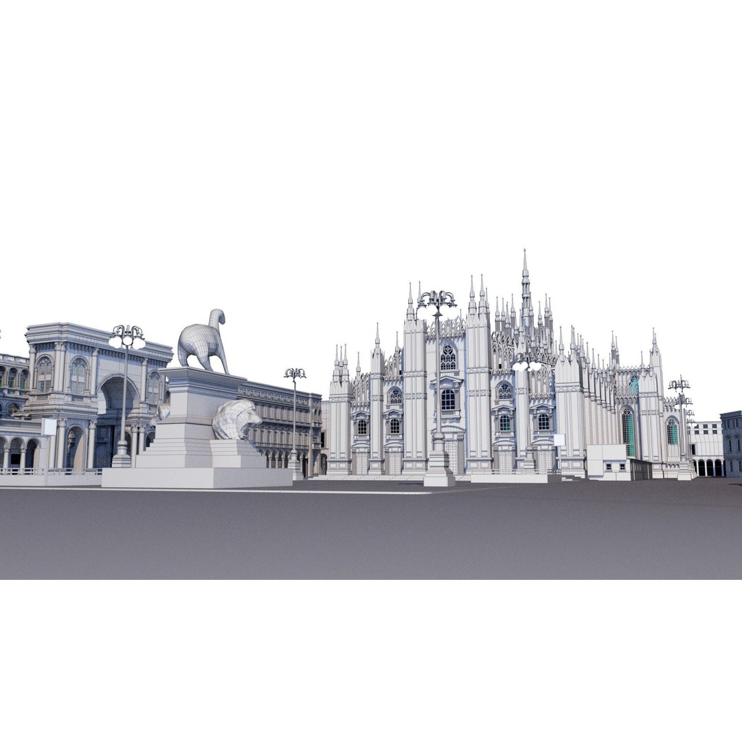 Duomo Milano 3D Model – Detailed Cathedral with Piazza and Archway - View 17