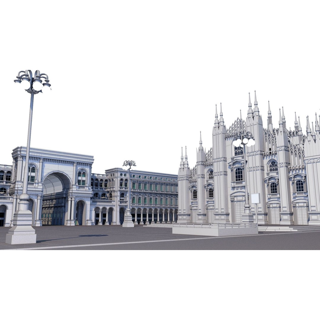 Duomo Milano 3D Model – Detailed Cathedral with Piazza and Archway - View 19