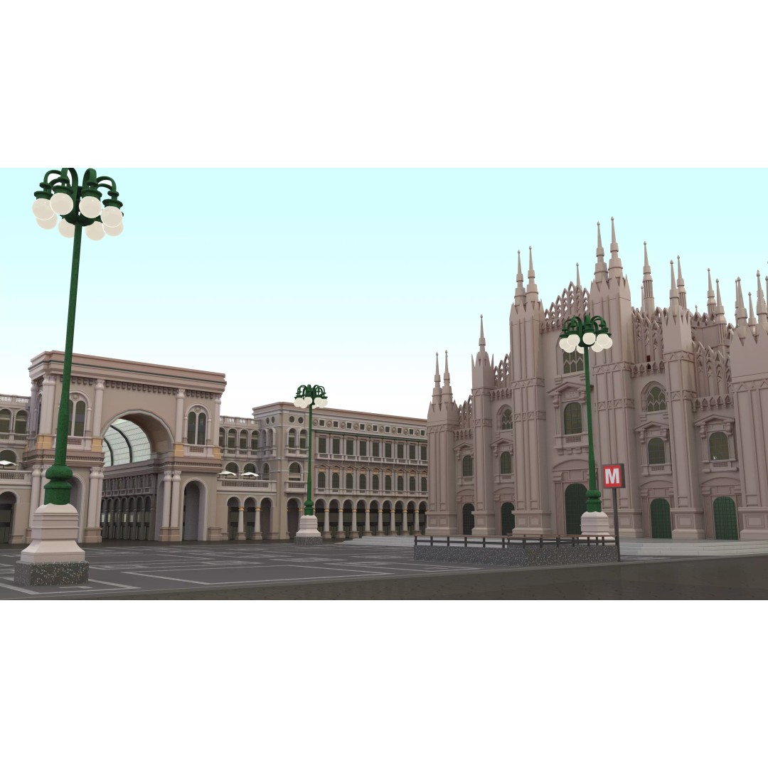 Duomo Milano 3D Model – Detailed Cathedral with Piazza and Archway - View 2