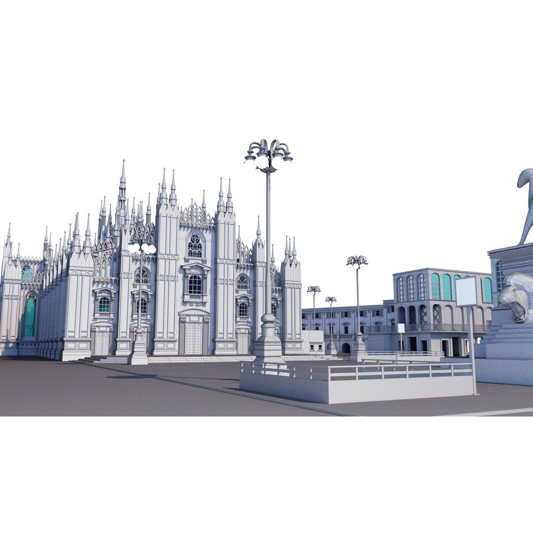 Duomo Milano 3D Model – Detailed Cathedral with Piazza and Archway - View 20