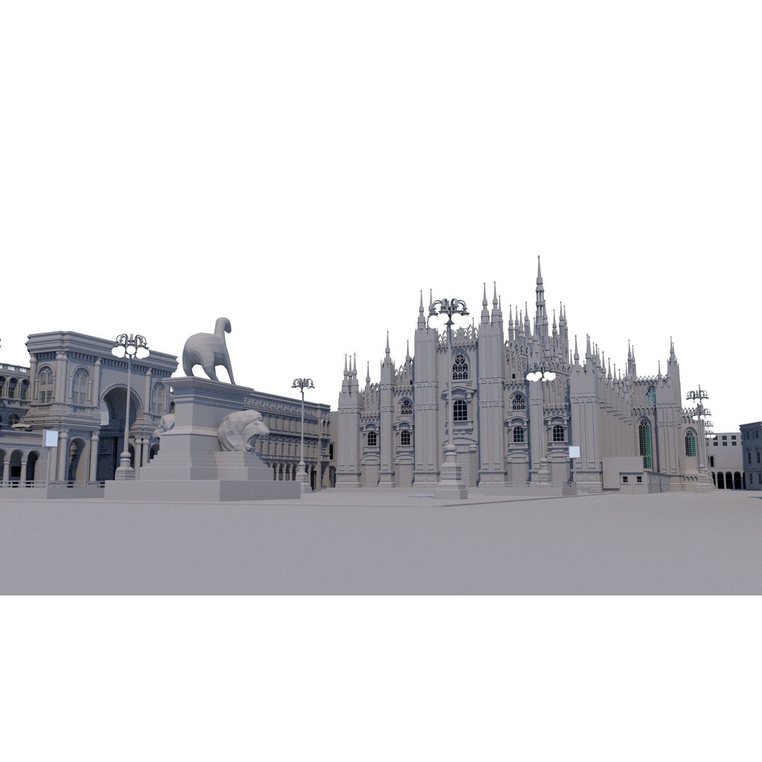 Duomo Milano 3D Model – Detailed Cathedral with Piazza and Archway - View 21