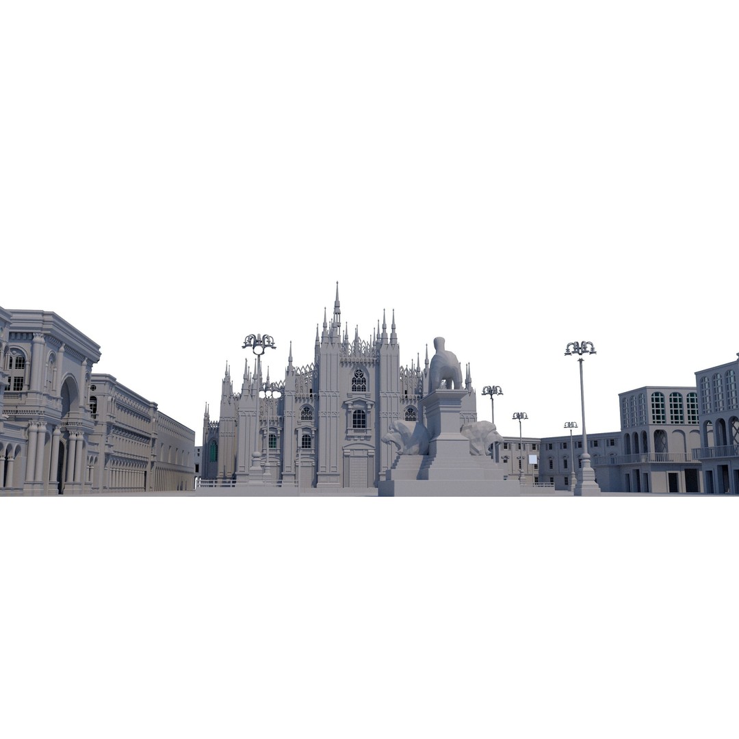 Duomo Milano 3D Model – Detailed Cathedral with Piazza and Archway - View 22