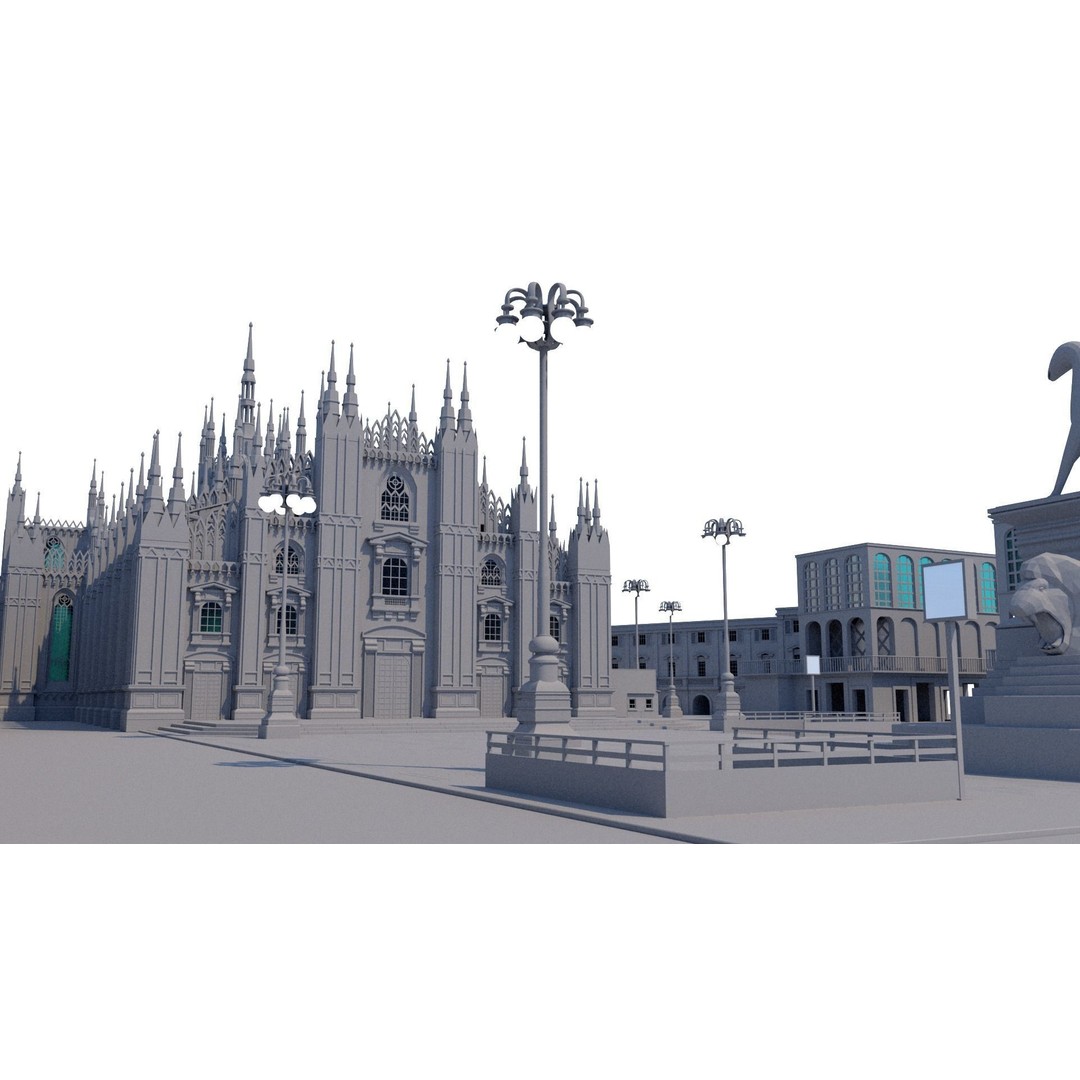 Duomo Milano 3D Model – Detailed Cathedral with Piazza and Archway - View 23