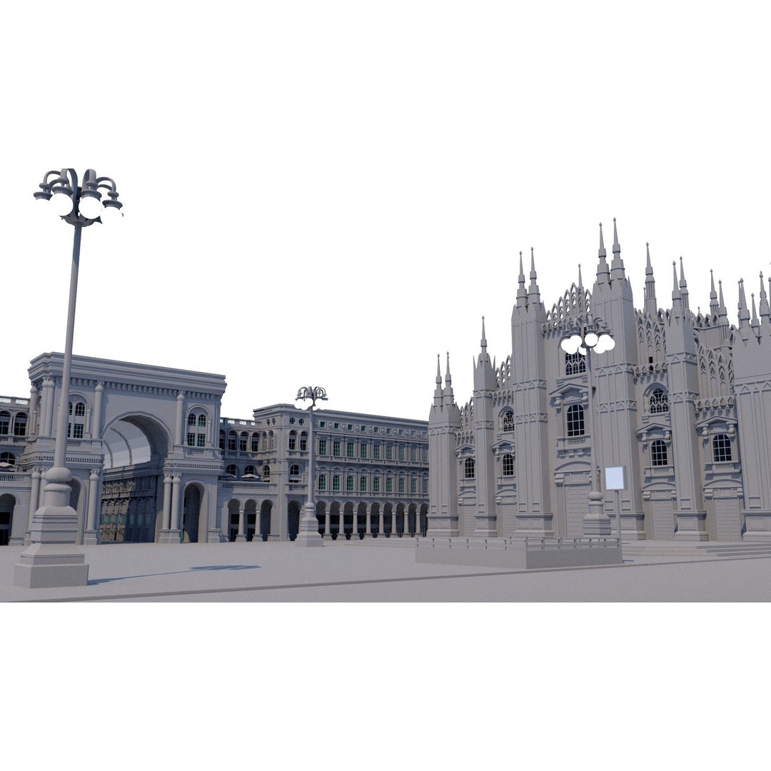 Duomo Milano 3D Model – Detailed Cathedral with Piazza and Archway - View 24