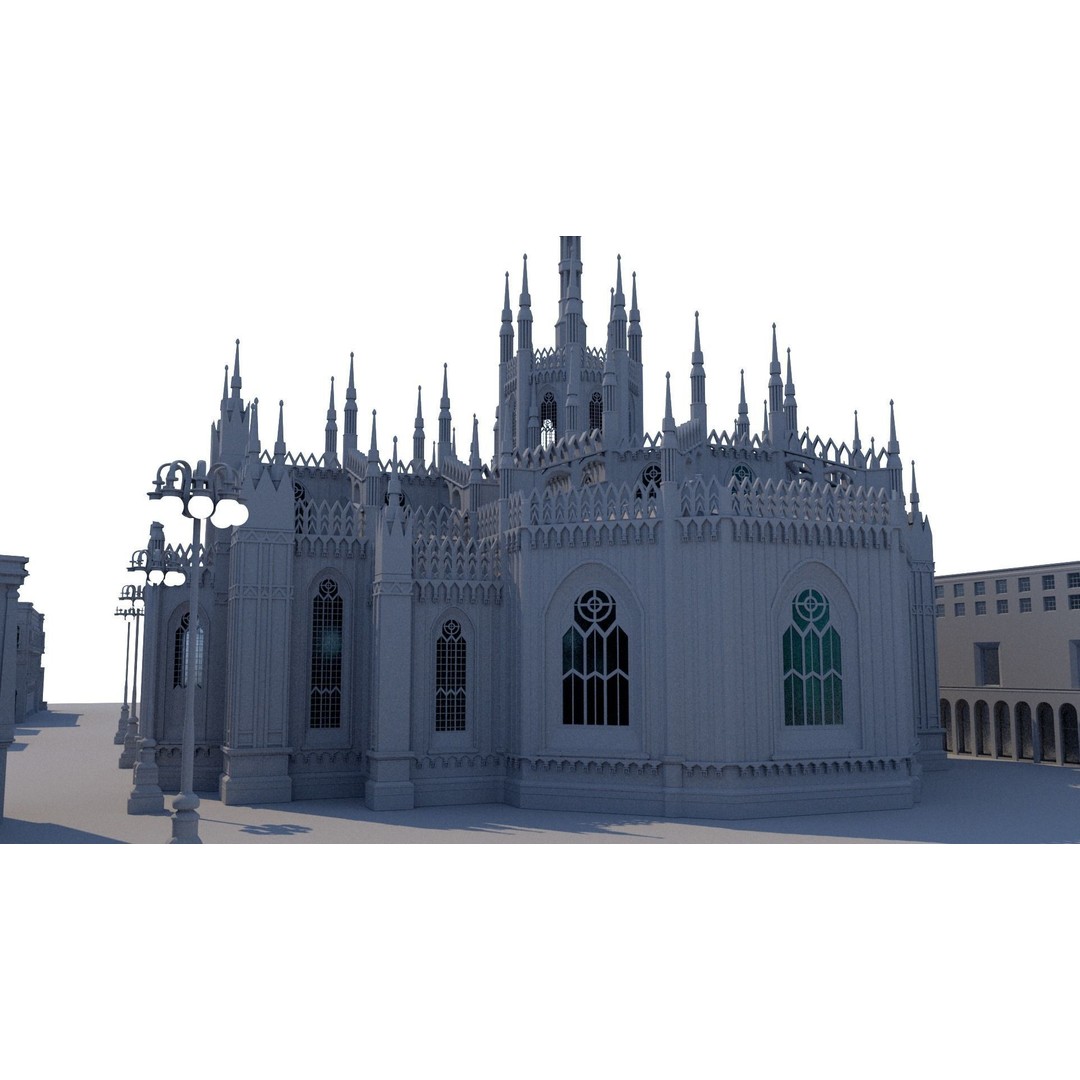 Duomo Milano 3D Model – Detailed Cathedral with Piazza and Archway - View 25