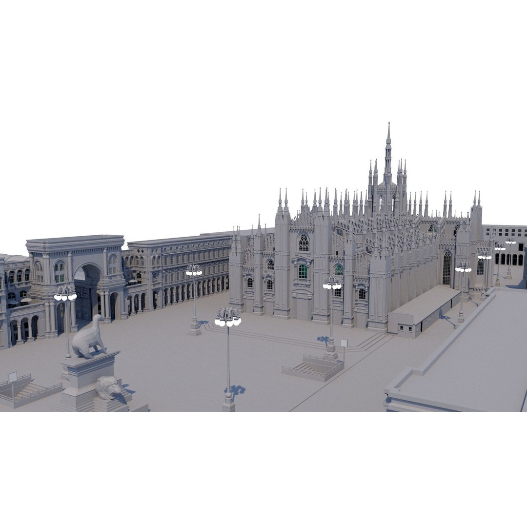 Duomo Milano 3D Model – Detailed Cathedral with Piazza and Archway - View 26