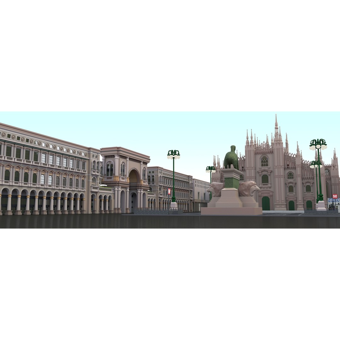 Duomo Milano 3D Model – Detailed Cathedral with Piazza and Archway - View 8