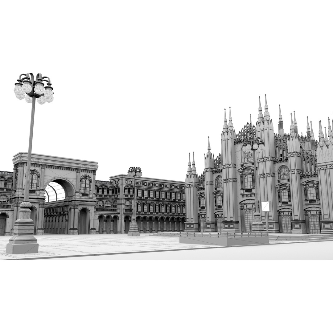 Duomo Milano 3D Model – Detailed Cathedral with Piazza and Archway - View 9