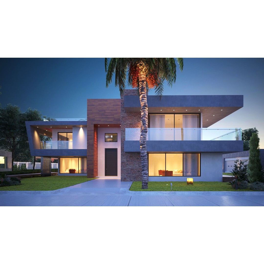 Modern House 3D Model – Realistic Villa in Forest Environment, FBX & OBJ - View 5