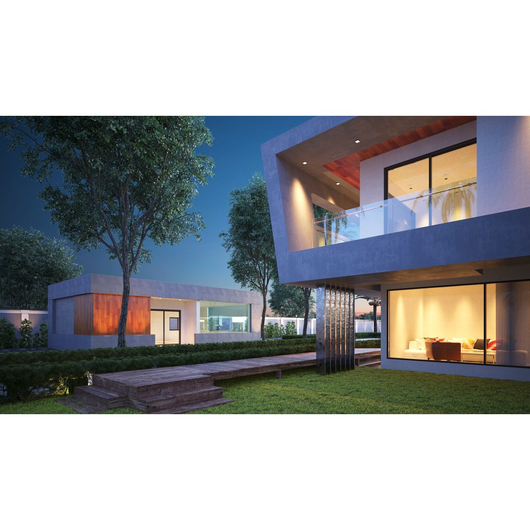 Modern House 3D Model – Realistic Villa in Forest Environment, FBX & OBJ - View 7