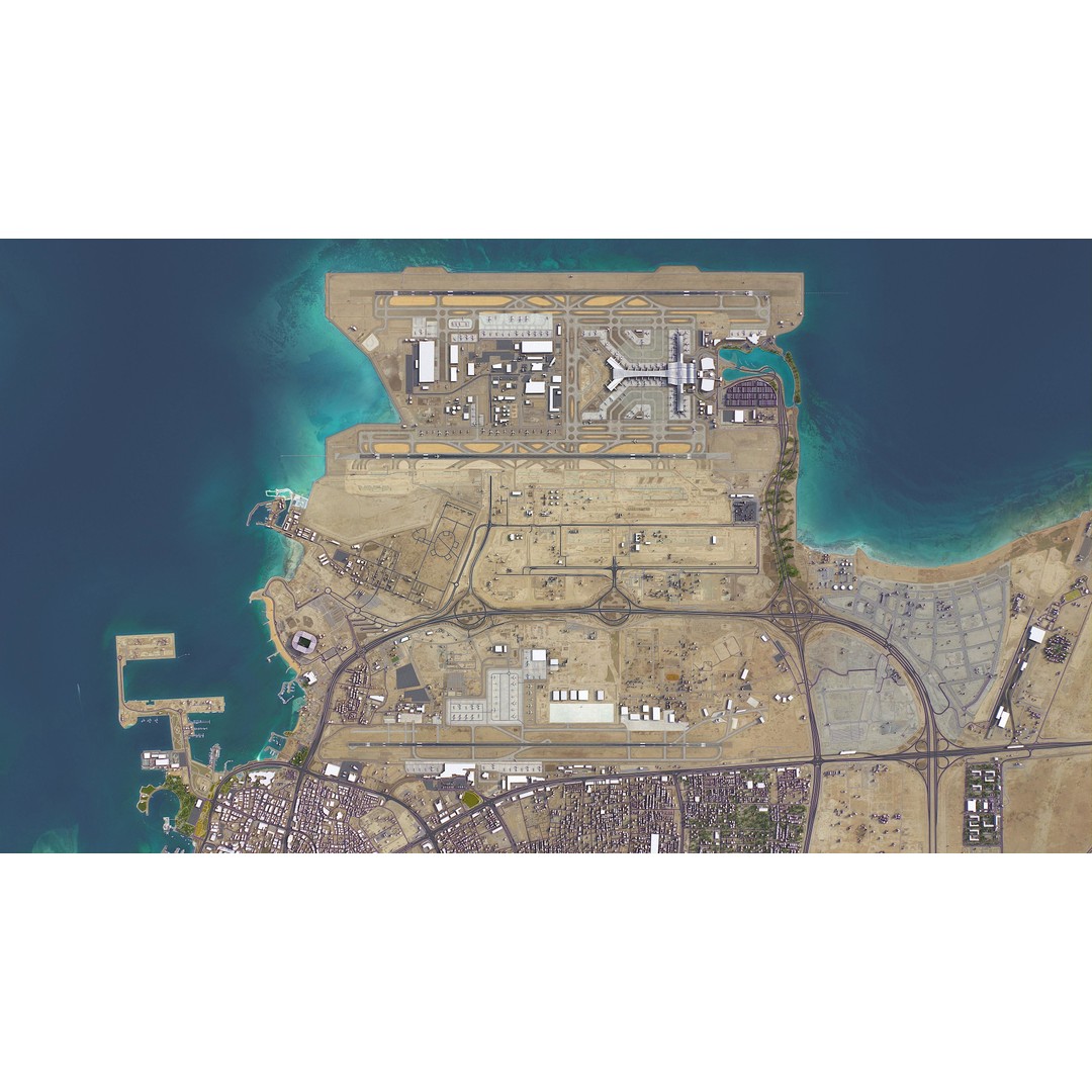 Qatar Cityscape 3D Model – Low Poly with High-Resolution Textures, FBX