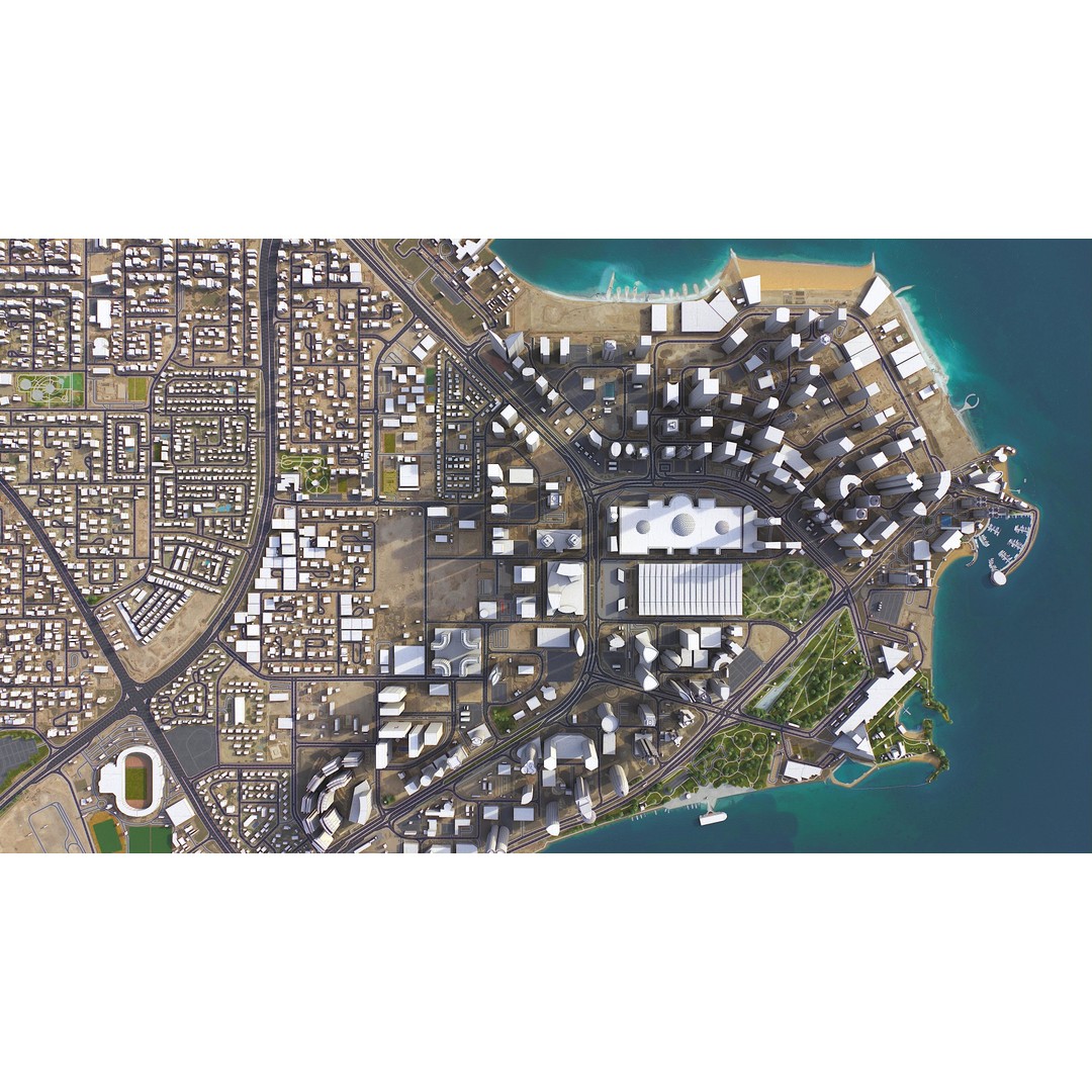 Qatar Cityscape 3D Model – Low Poly with High-Resolution Textures, FBX - View 10