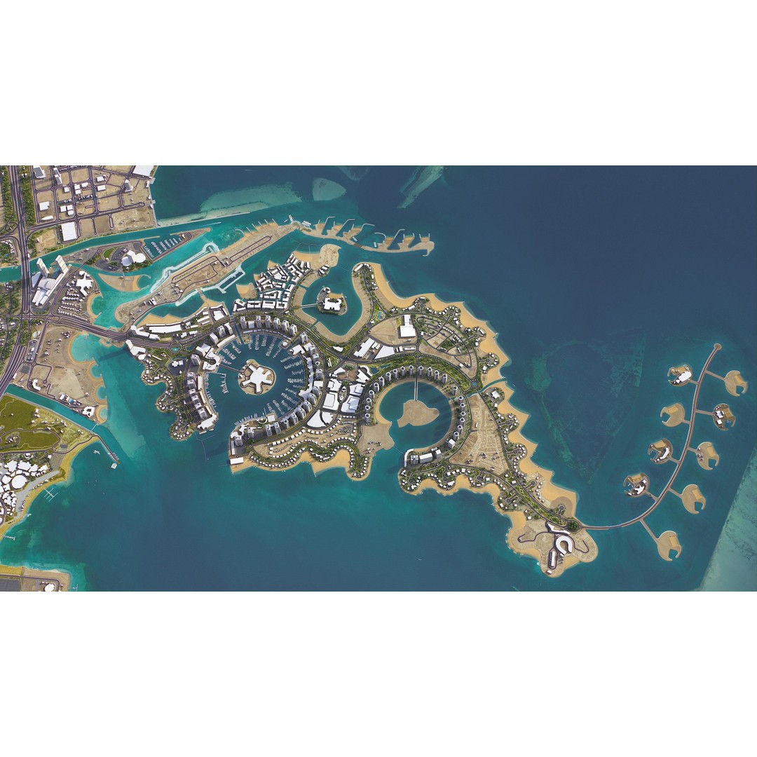 Qatar Cityscape 3D Model – Low Poly with High-Resolution Textures, FBX - View 16