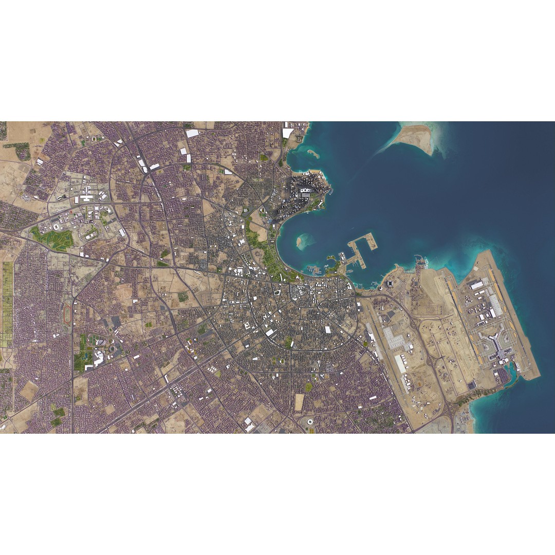 Qatar Cityscape 3D Model – Low Poly with High-Resolution Textures, FBX - View 20