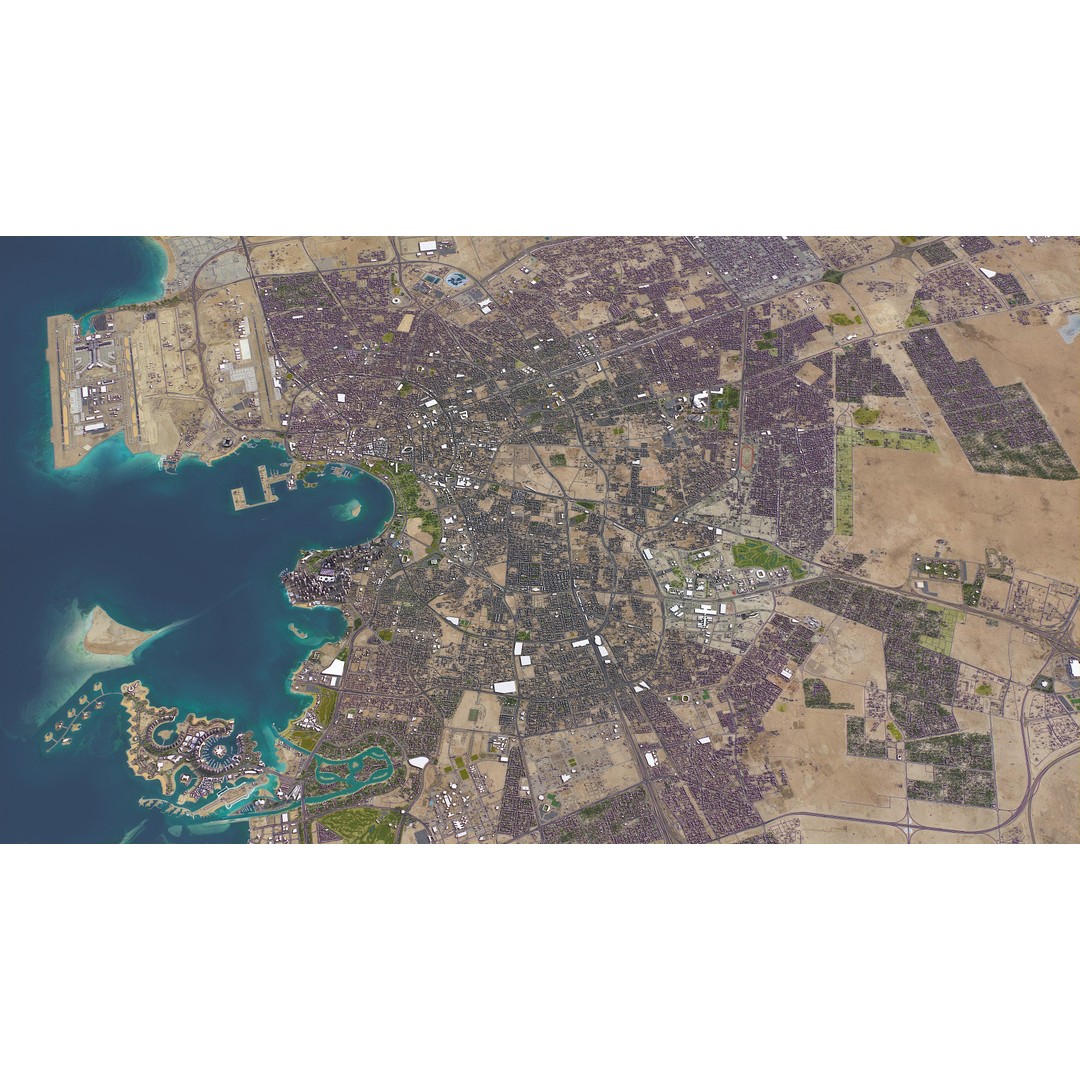 Qatar Cityscape 3D Model – Low Poly with High-Resolution Textures, FBX - View 21