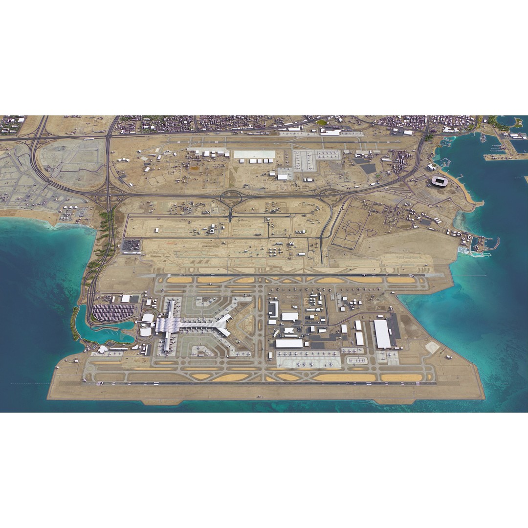 Qatar Cityscape 3D Model – Low Poly with High-Resolution Textures, FBX - View 29