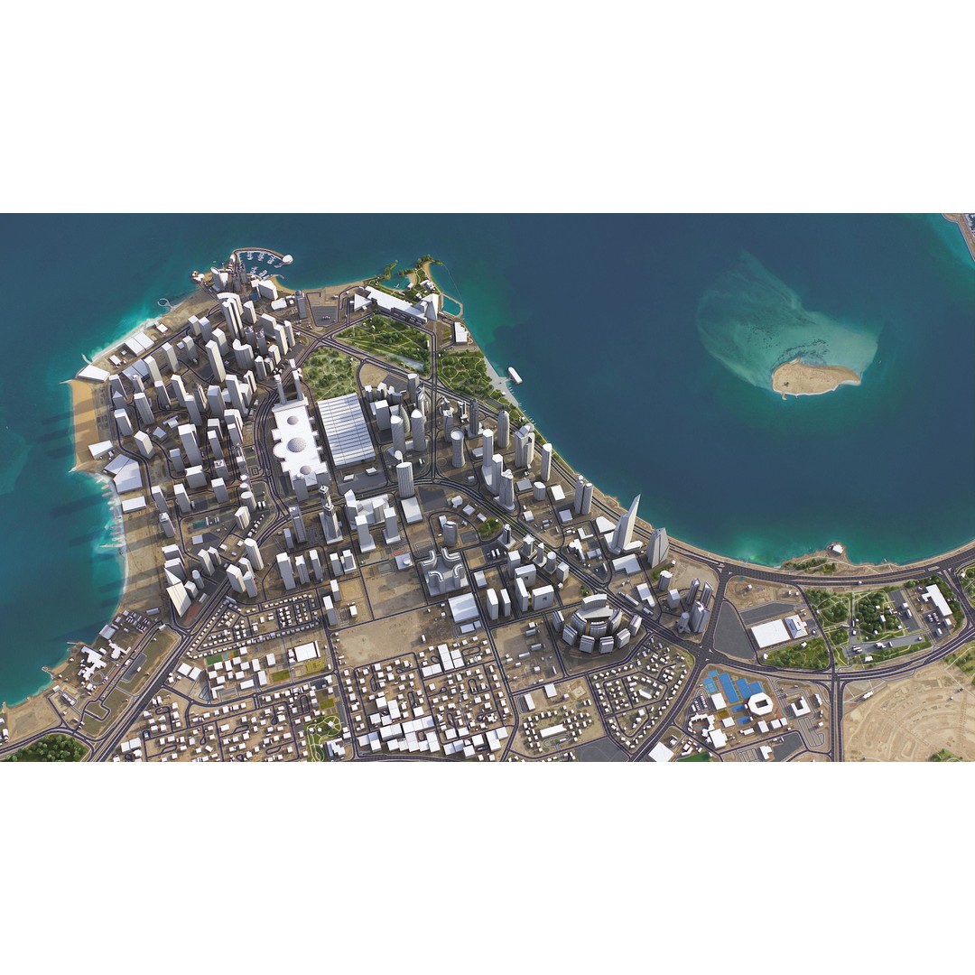 Qatar Cityscape 3D Model – Low Poly with High-Resolution Textures, FBX - View 8