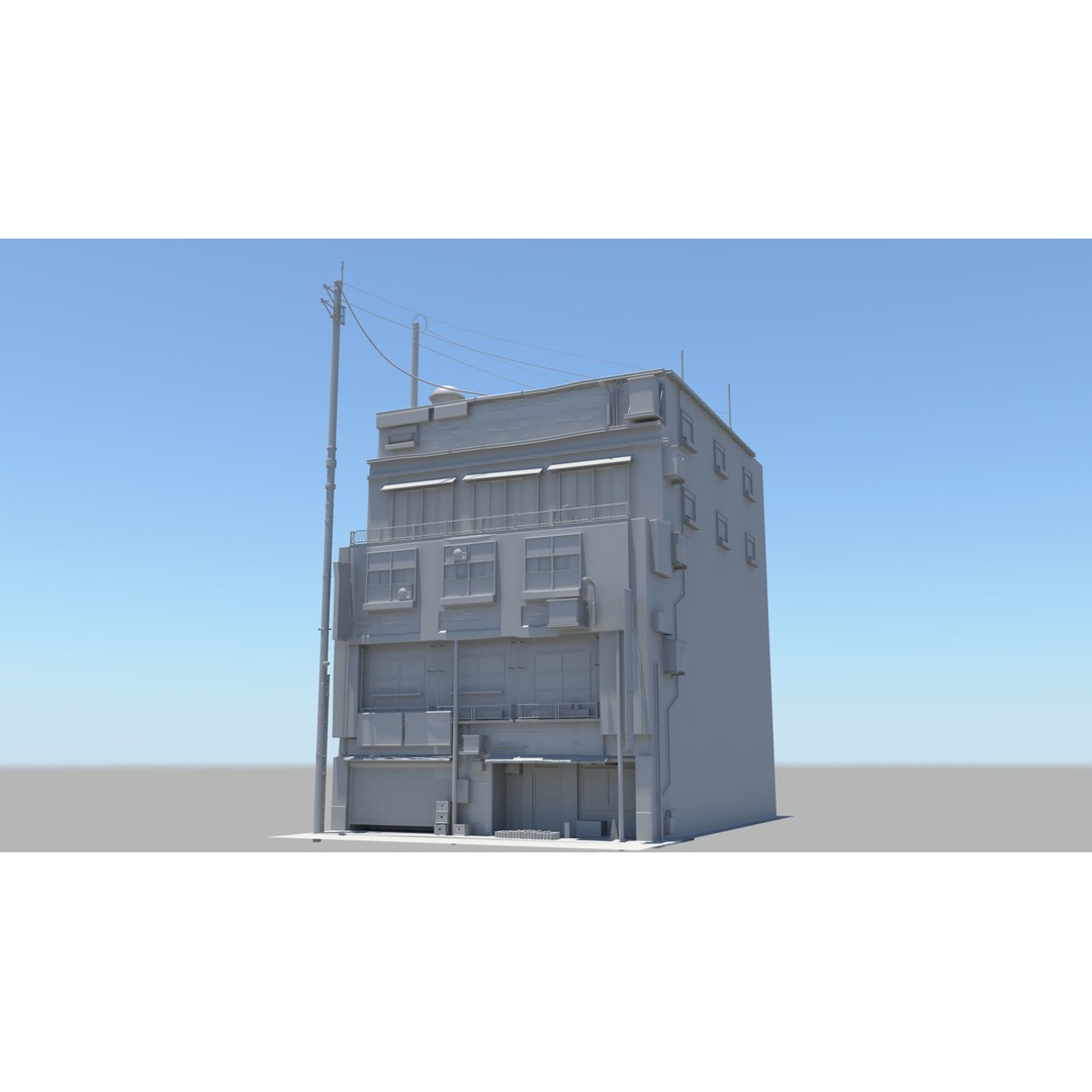 Japan Modern Street Scene 3D Model – Modular Buildings, FBX - View 12