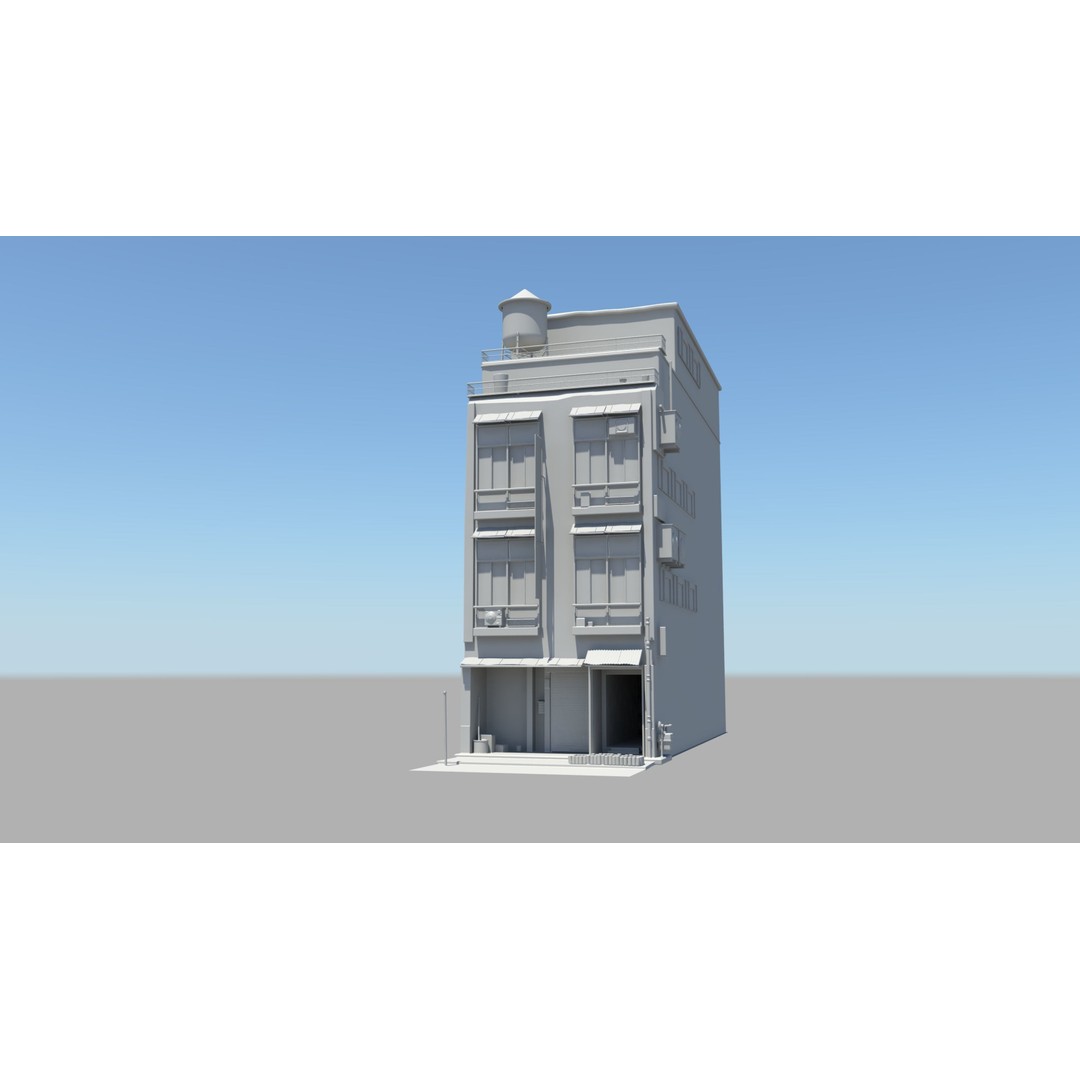Japan Modern Street Scene 3D Model – Modular Buildings, FBX - View 16