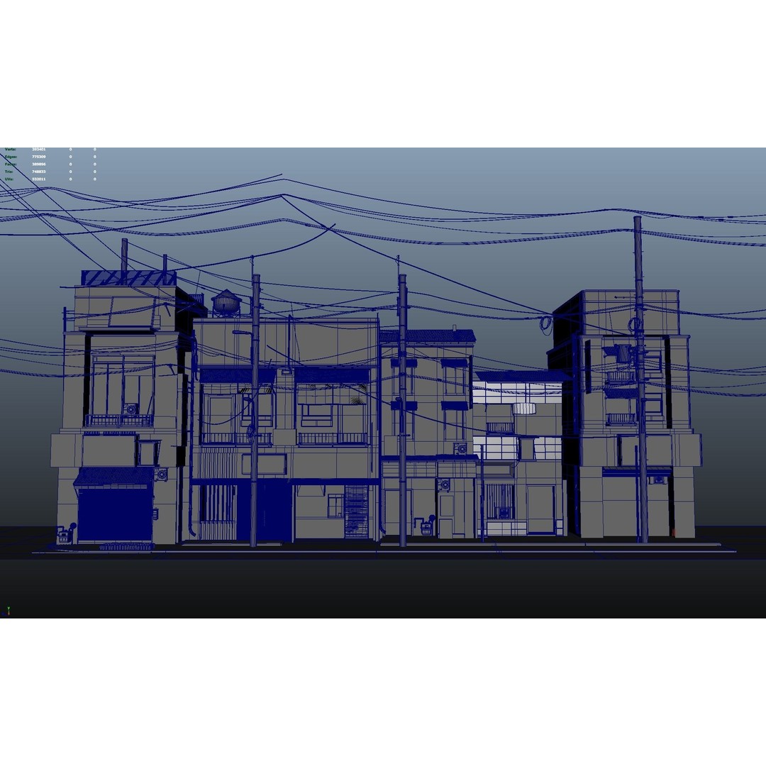 Japan Modern Street Scene 3D Model – Modular Buildings, FBX - View 4