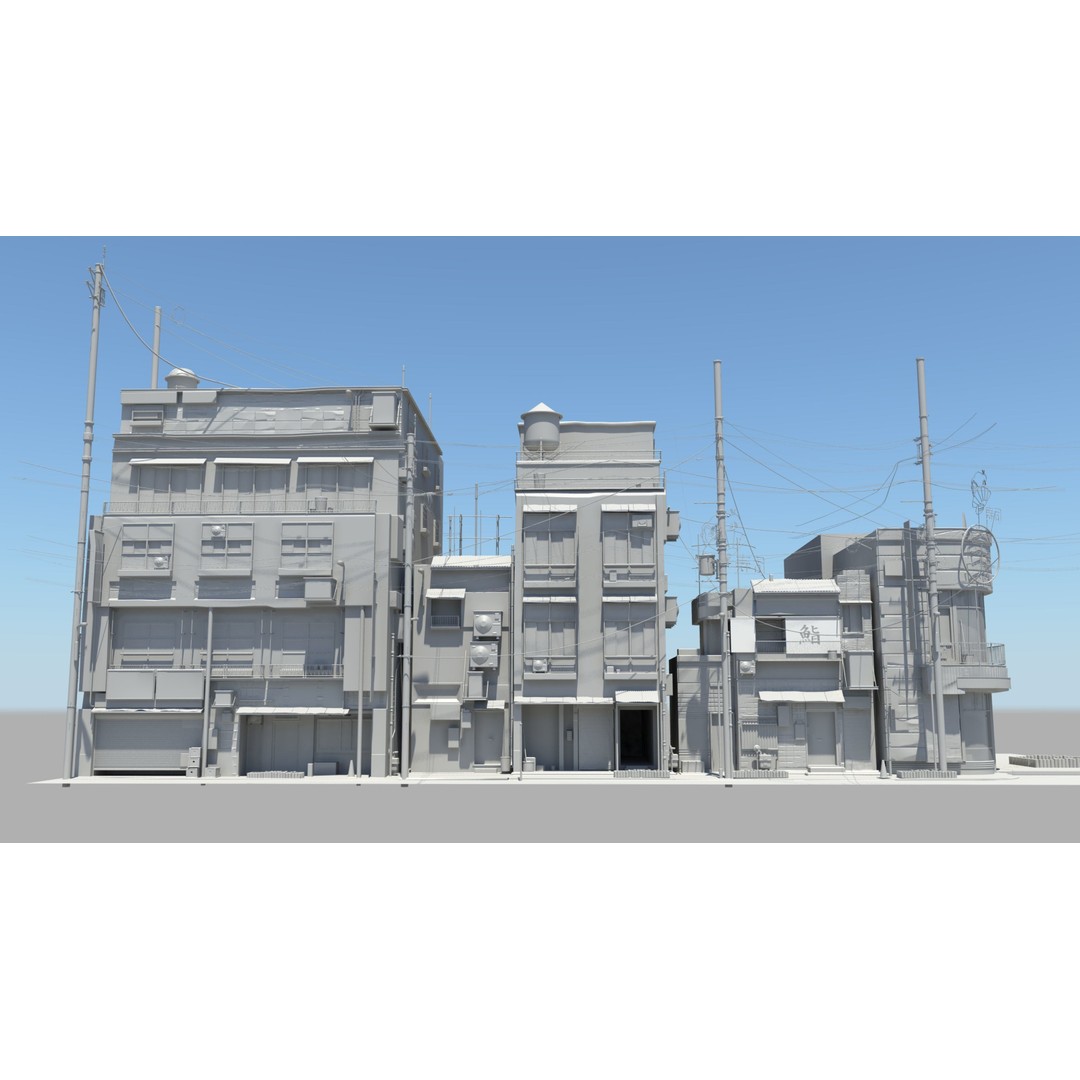 Japan Modern Street Scene 3D Model – Modular Buildings, FBX - View 5