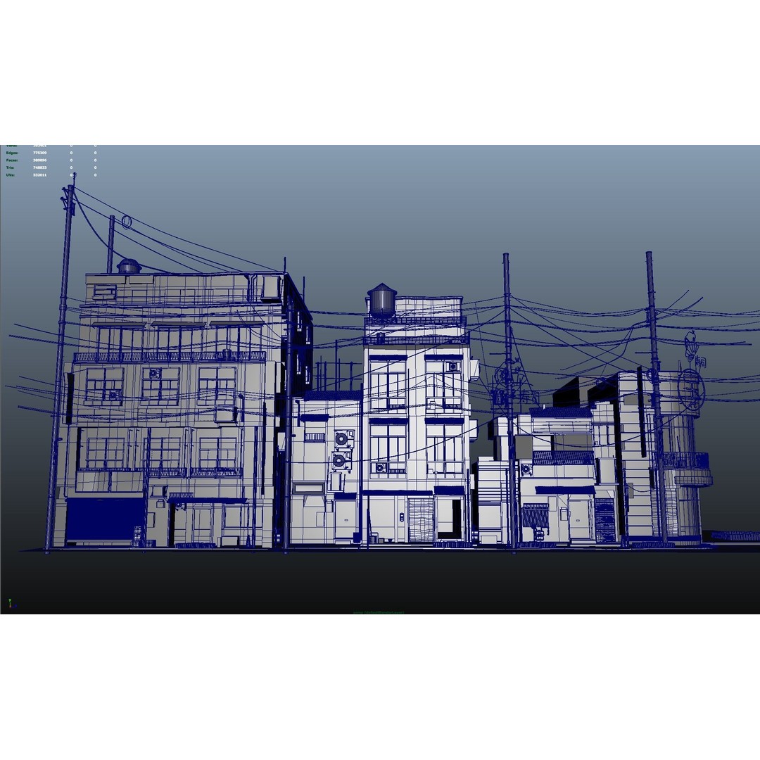 Japan Modern Street Scene 3D Model – Modular Buildings, FBX - View 6