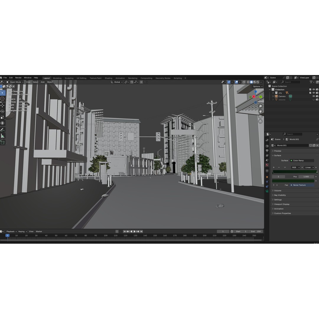 Realistic Urban City 3D Model – Morning Wet Street Scene, Blender & FBX - View 21
