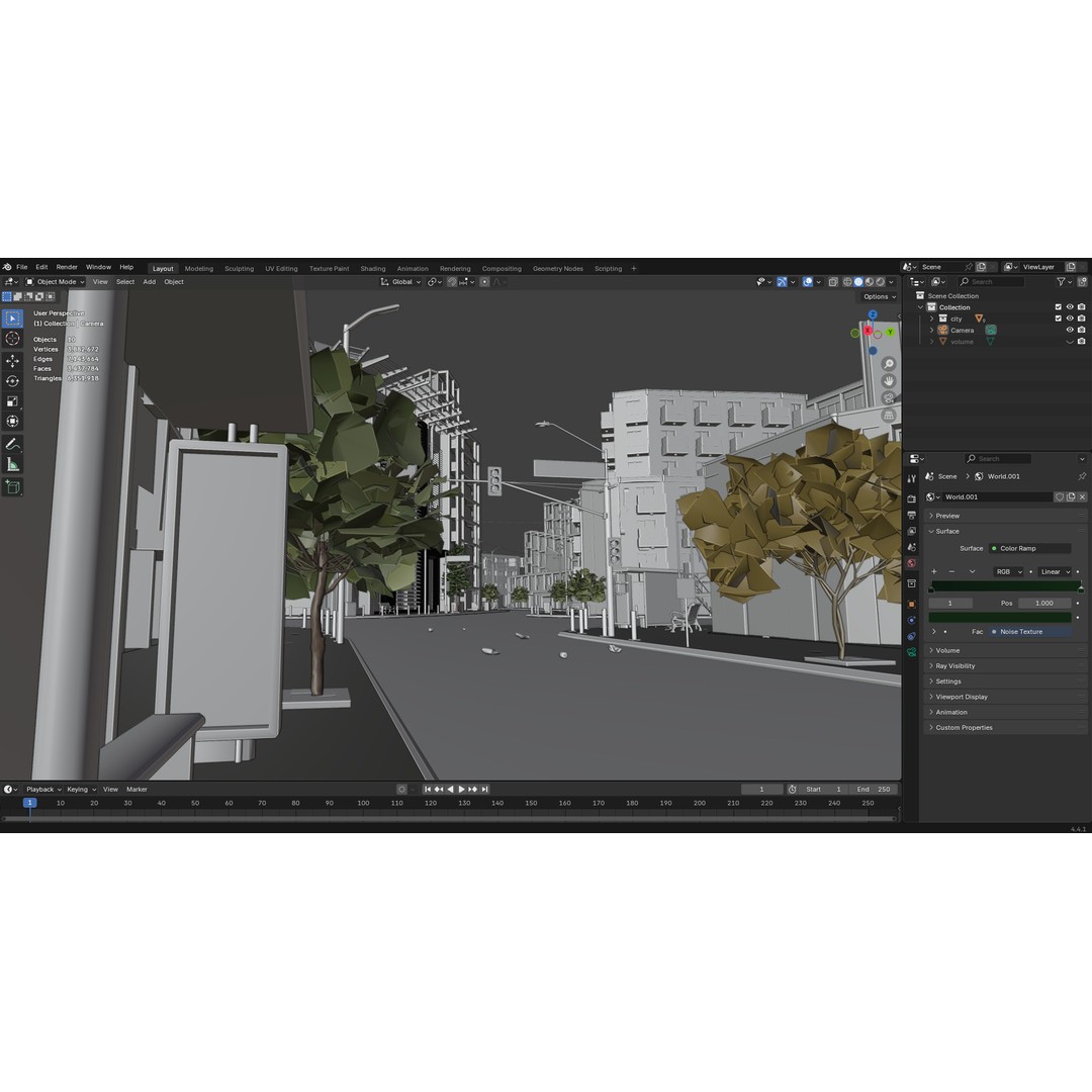 Realistic Urban City 3D Model – Morning Wet Street Scene, Blender & FBX - View 25