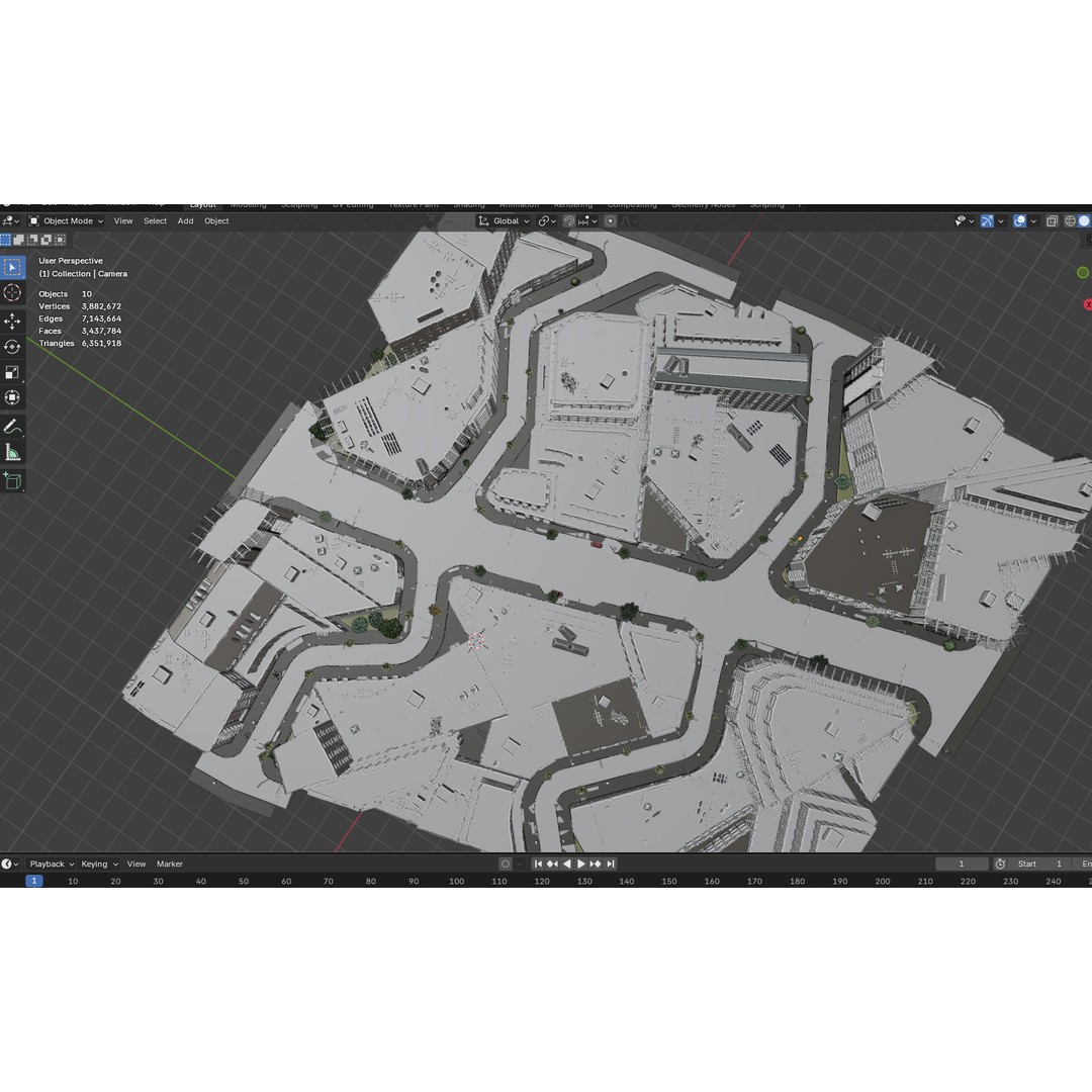Realistic Urban City 3D Model – Morning Wet Street Scene, Blender & FBX - View 33