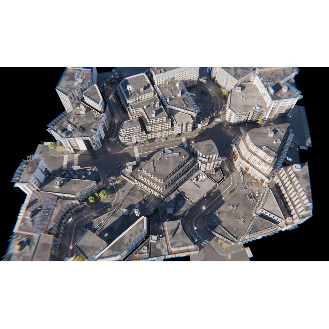 Realistic Urban City 3D Model – Morning Wet Street Scene, Blender & FBX - View 8