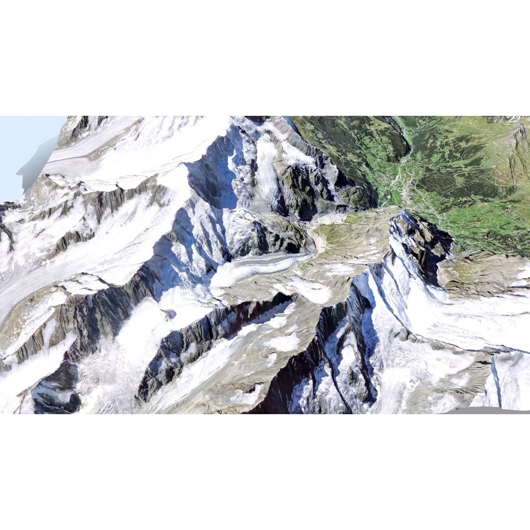 Grindelwald Mountain Landscape 3D Model – High Poly PBR Asset, FBX, OBJ
