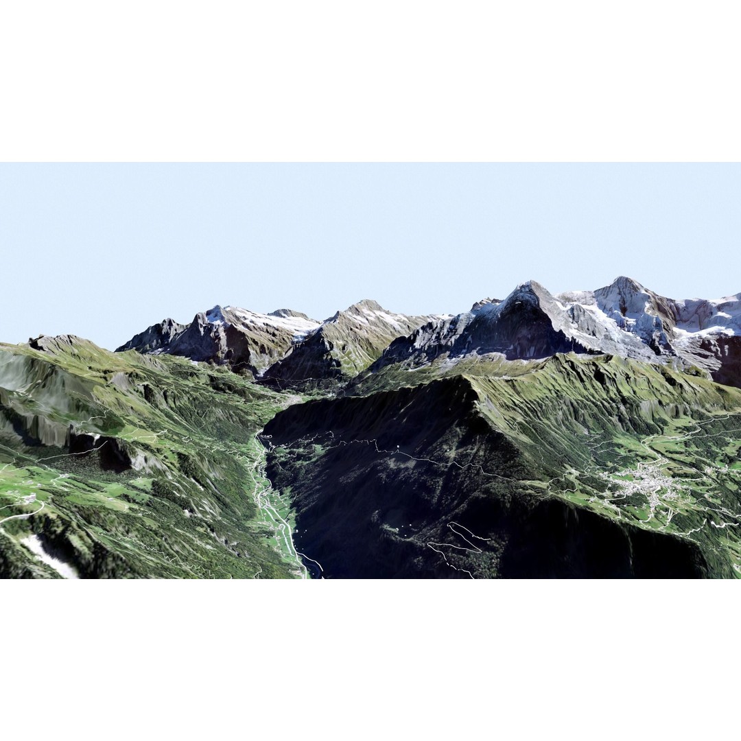 Grindelwald Mountain Landscape 3D Model – High Poly PBR Asset, FBX, OBJ - View 10