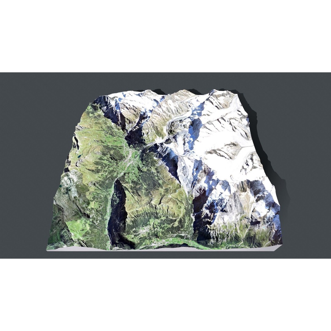 Grindelwald Mountain Landscape 3D Model – High Poly PBR Asset, FBX, OBJ - View 11