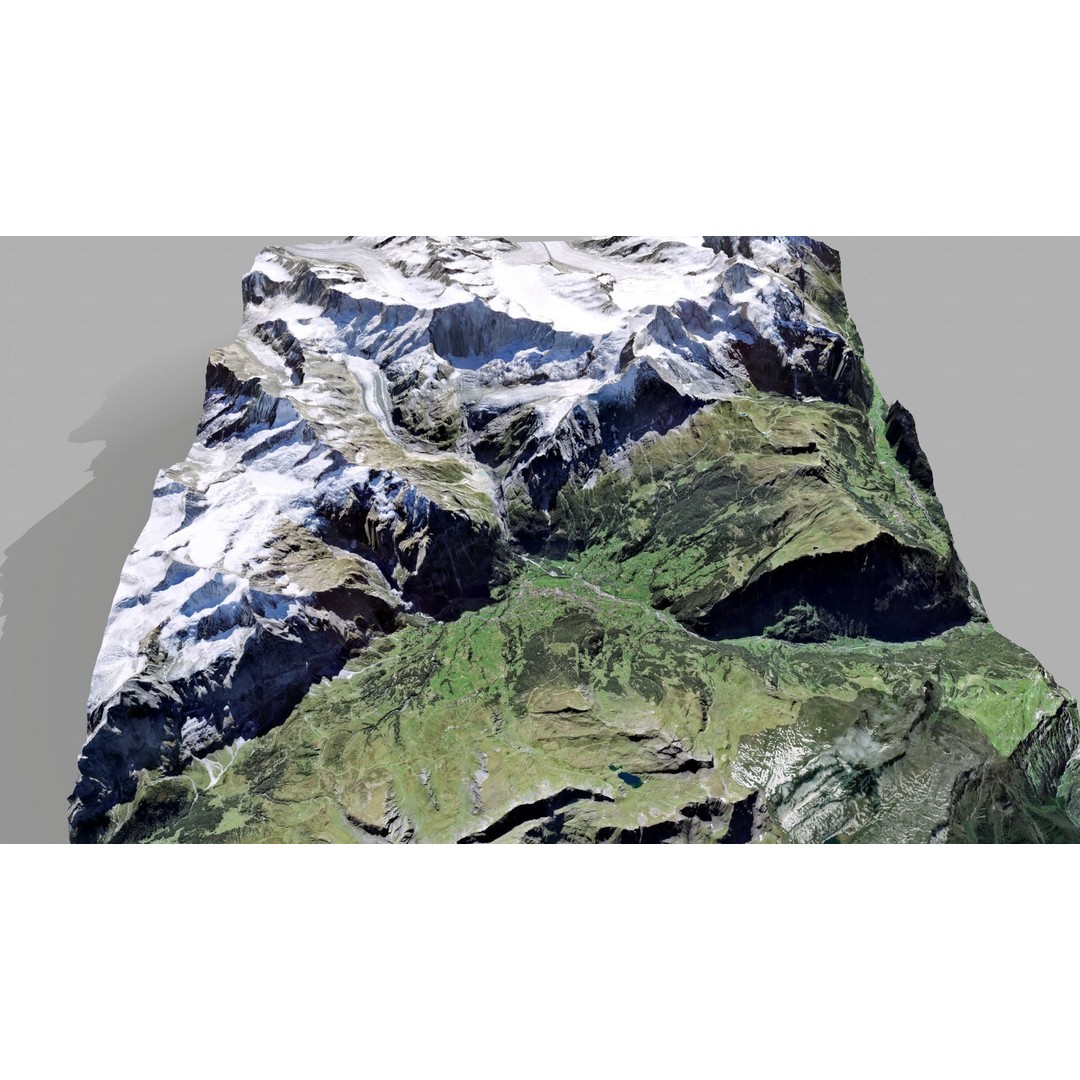 Grindelwald Mountain Landscape 3D Model – High Poly PBR Asset, FBX, OBJ - View 12