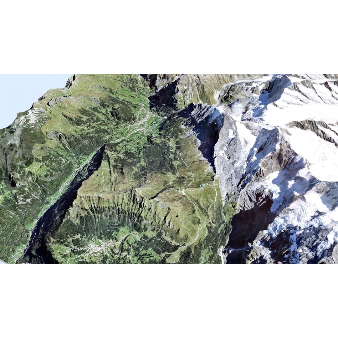 Grindelwald Mountain Landscape 3D Model – High Poly PBR Asset, FBX, OBJ - View 13