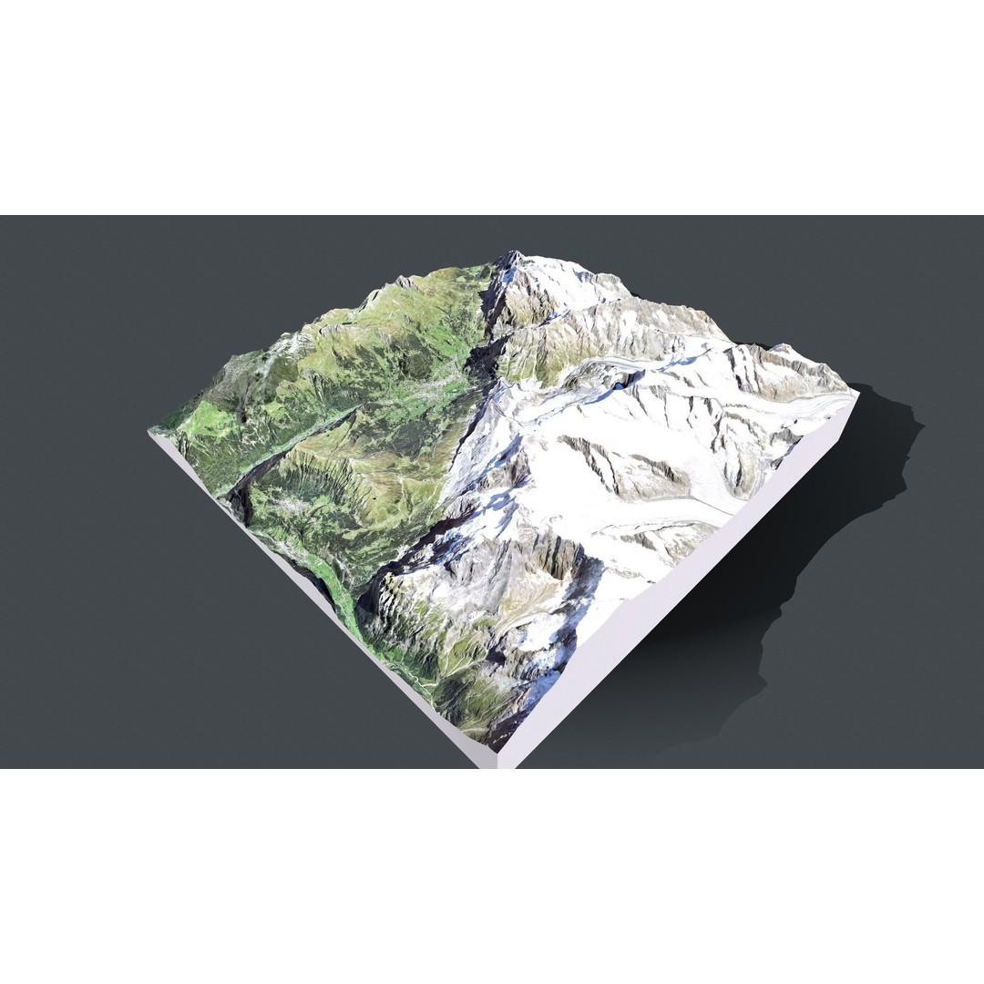 Grindelwald Mountain Landscape 3D Model – High Poly PBR Asset, FBX, OBJ - View 14