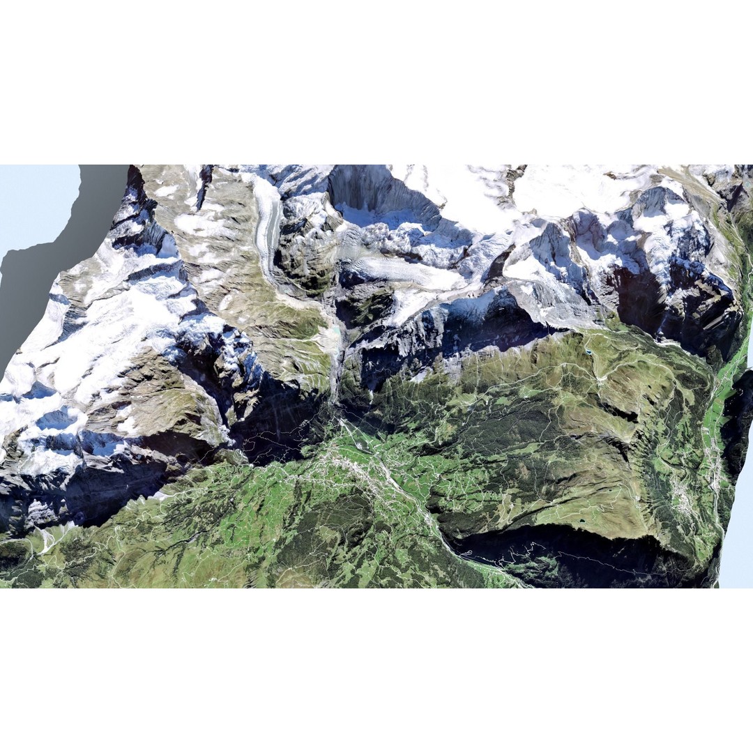 Grindelwald Mountain Landscape 3D Model – High Poly PBR Asset, FBX, OBJ - View 15
