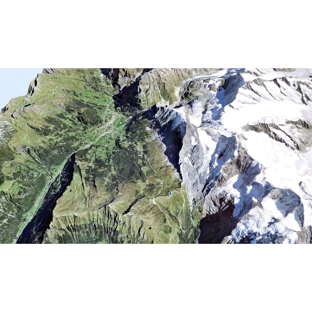 Grindelwald Mountain Landscape 3D Model – High Poly PBR Asset, FBX, OBJ - View 17