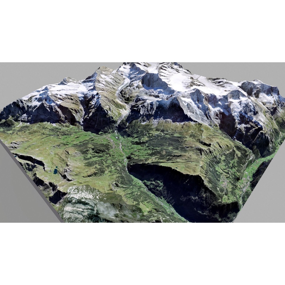 Grindelwald Mountain Landscape 3D Model – High Poly PBR Asset, FBX, OBJ - View 21