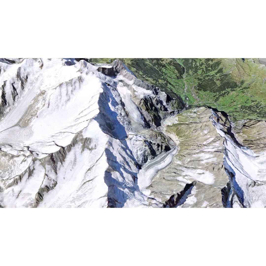Grindelwald Mountain Landscape 3D Model – High Poly PBR Asset, FBX, OBJ - View 3