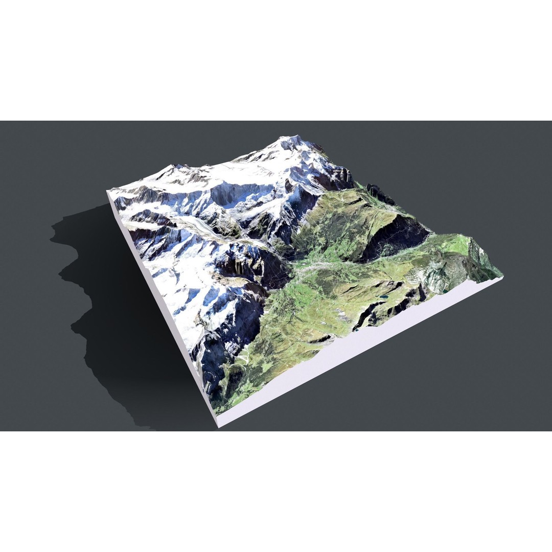 Grindelwald Mountain Landscape 3D Model – High Poly PBR Asset, FBX, OBJ - View 4