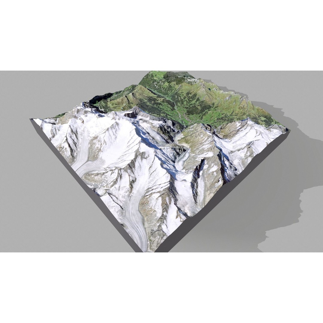 Grindelwald Mountain Landscape 3D Model – High Poly PBR Asset, FBX, OBJ - View 5