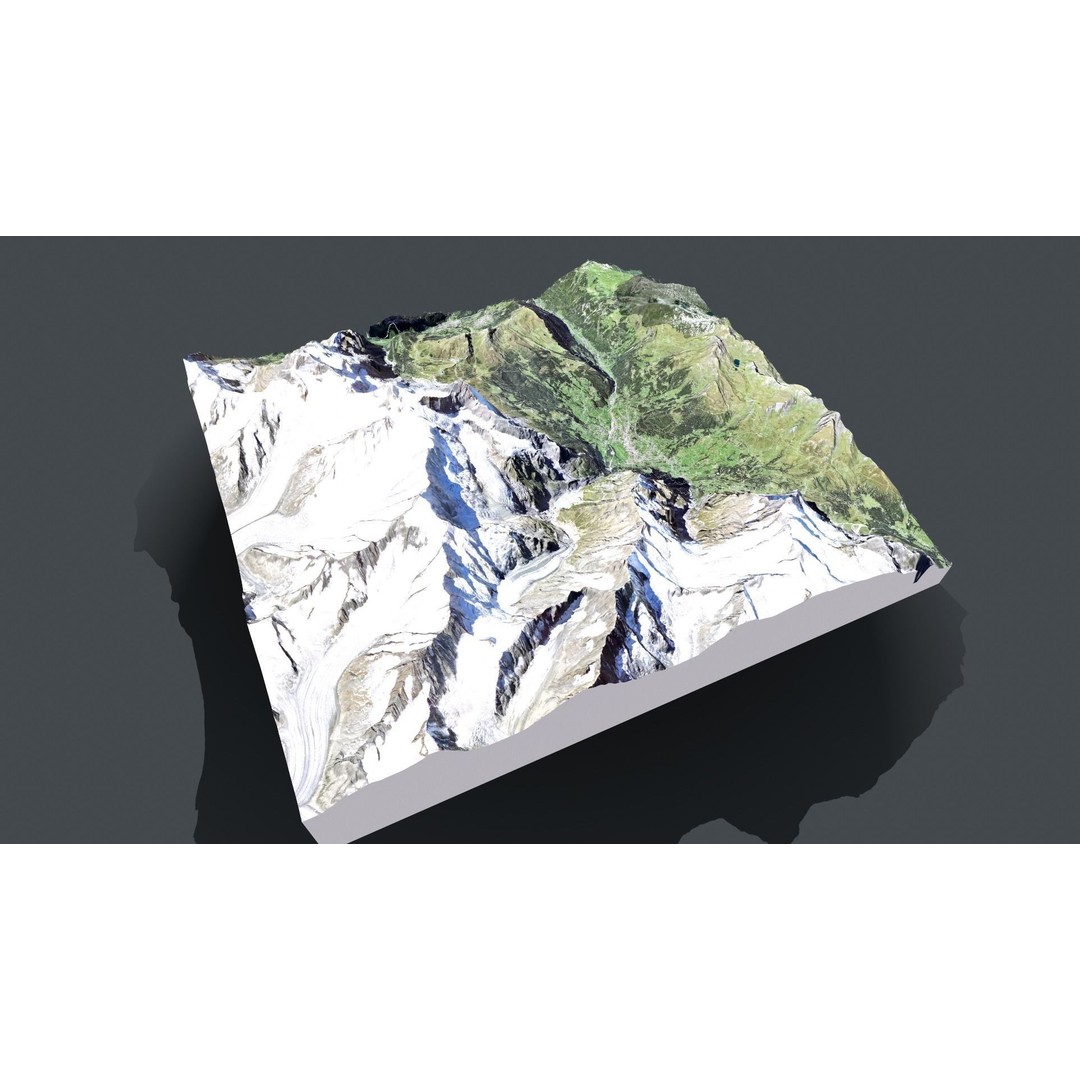 Grindelwald Mountain Landscape 3D Model – High Poly PBR Asset, FBX, OBJ - View 6