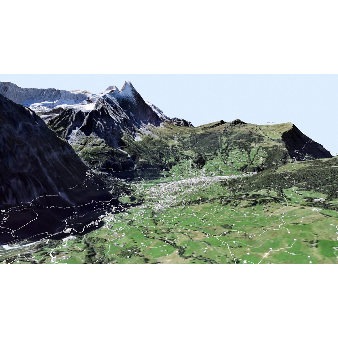 Grindelwald Mountain Landscape 3D Model – High Poly PBR Asset, FBX, OBJ - View 9