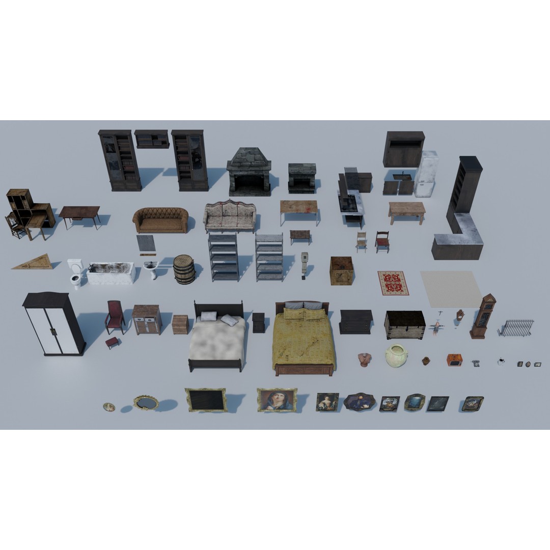 Haunted House 3D Model – Low Poly Game Ready Asset, FBX & Blender - View 3