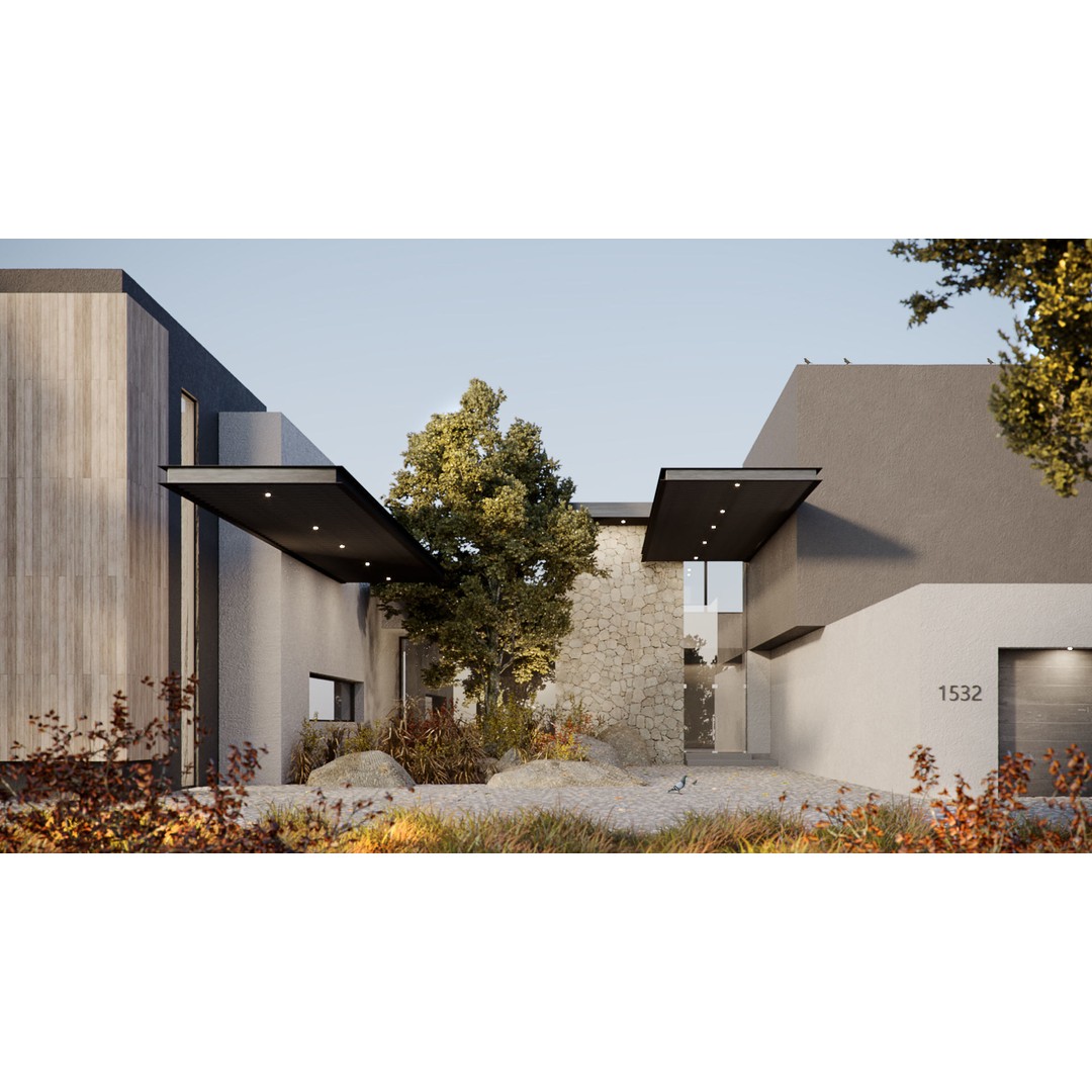 Architectural Office Entrance 3D Model – Cinema4D Scene Files, PBR Textures - View 3