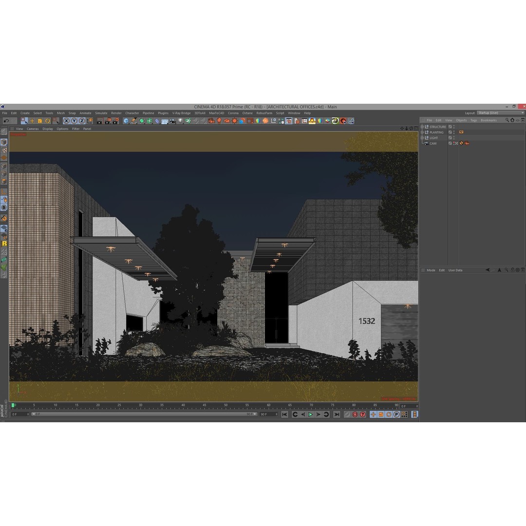 Architectural Office Entrance 3D Model – Cinema4D Scene Files, PBR Textures - View 4