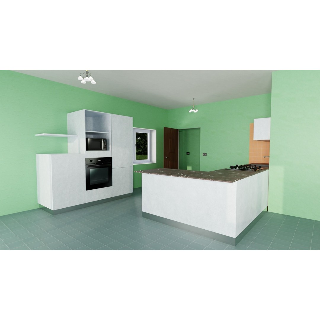 Classic House 3D Model – Low Poly Urban Design with Furniture - View 10